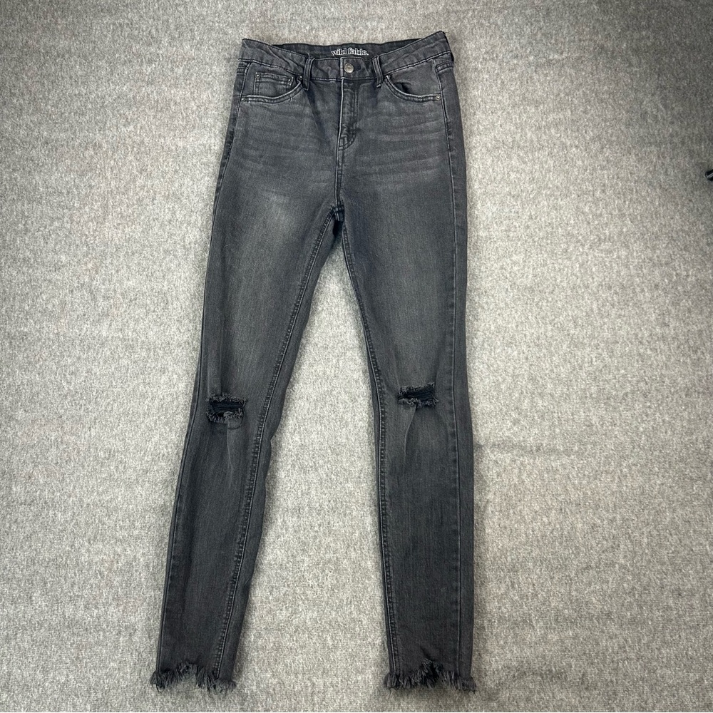 Wild Fable High Rise Distressed Ripped Skinny Jeans Faded Black Size 6